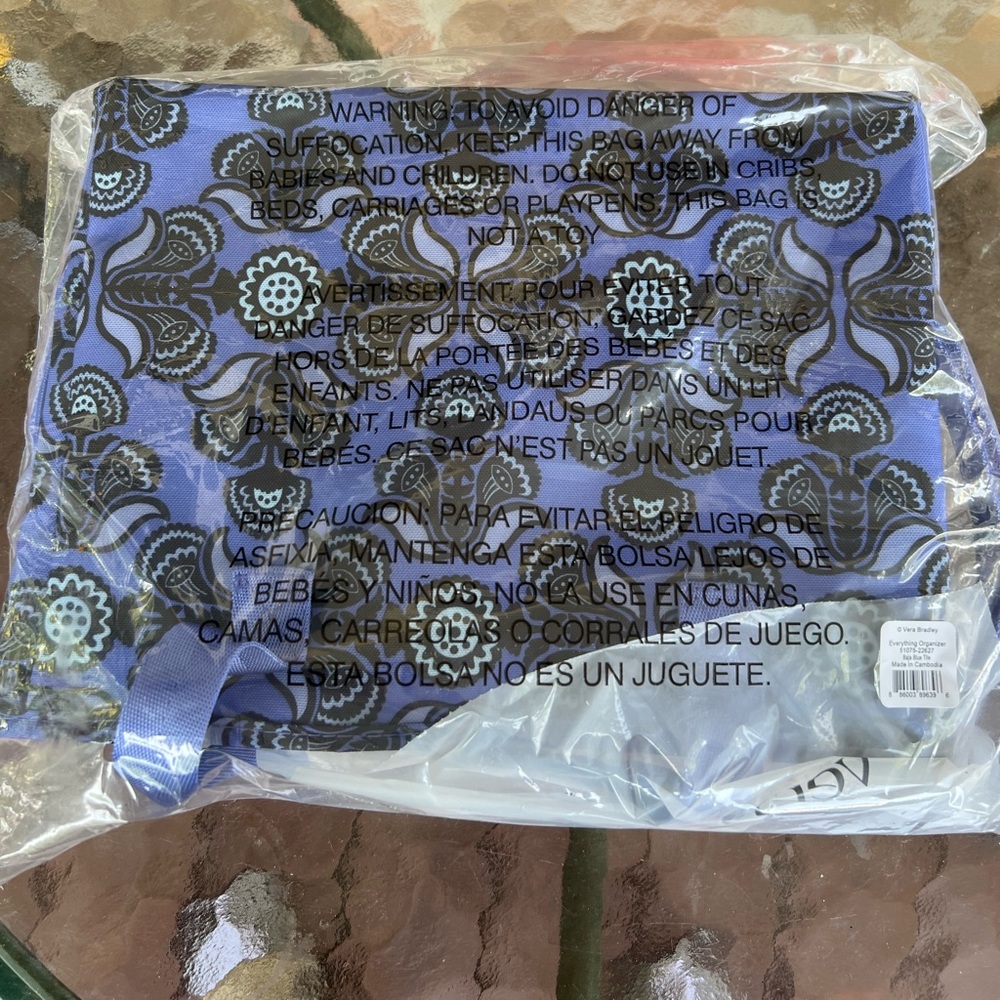 Vera Bradley Lighten Up Baja Blue Tile Everything Organizer NWT - Picture 4 of 5